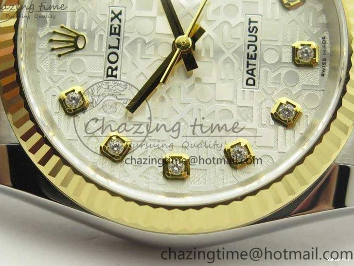 116234 36mm Oyster DJF YG Datejust Edition 1:1 Bracelet V2 Dial On SA3135 Fluted SS White Best Com 1129